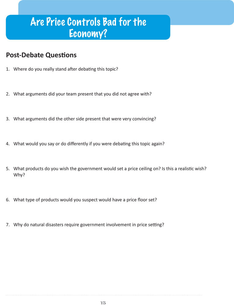 1st Edition Easy Debates for the Economics Classroom Book