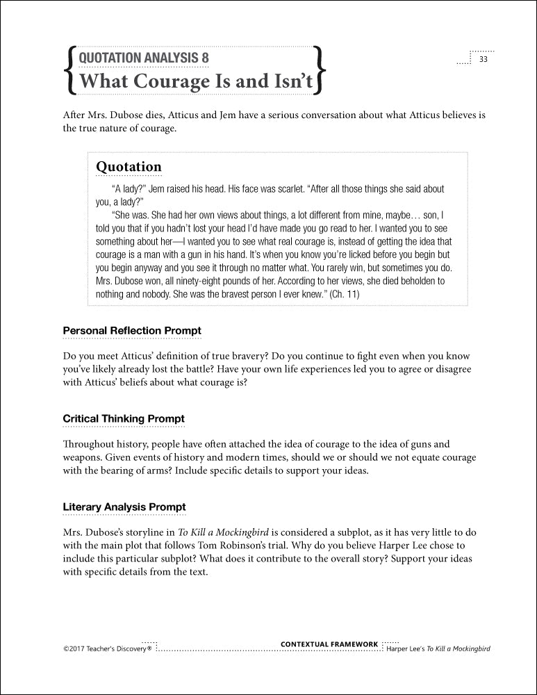 Contextual Framework: Harper Lee's To Kill a Mockingbird Book