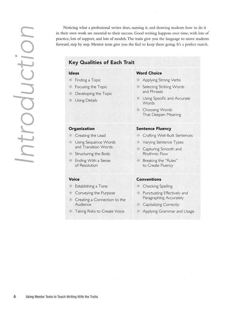 Using Mentor Texts to Teach Writing With the Traits: Middle School