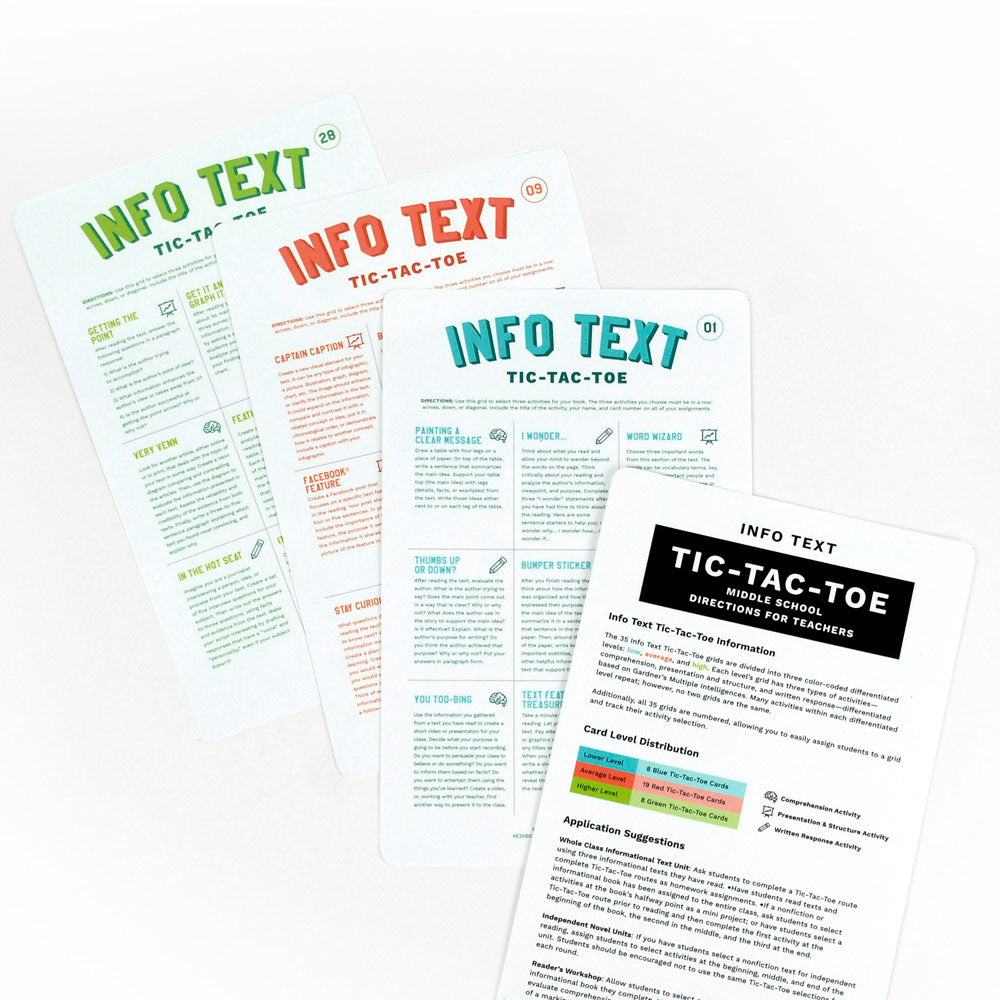 Info Text Tic-Tac-Toe: Differentiated Activities Cards Sets for MS and HS - Set of 2