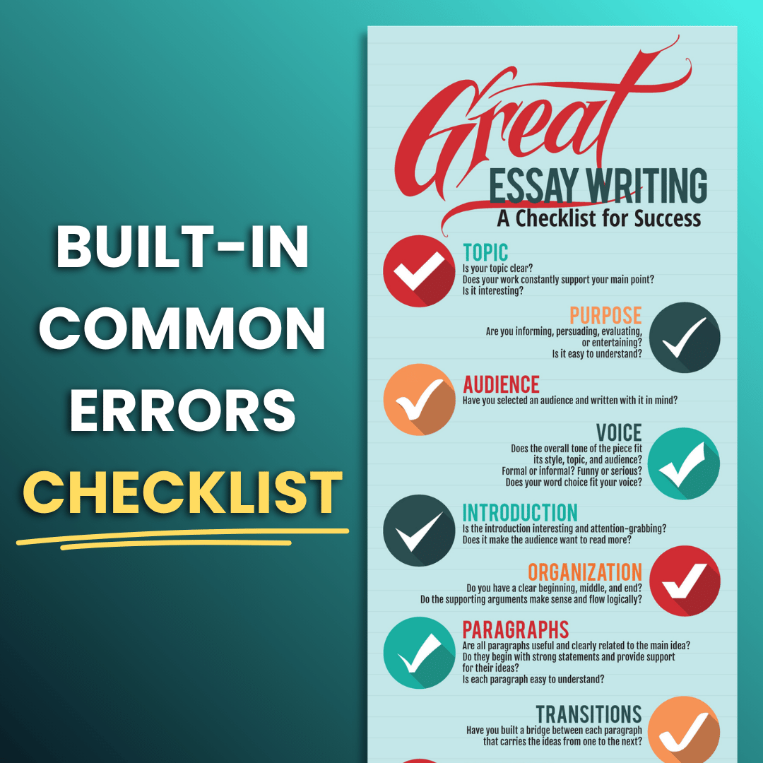 Great Essay Writing Checklist Skinny Poster for English Classrooms