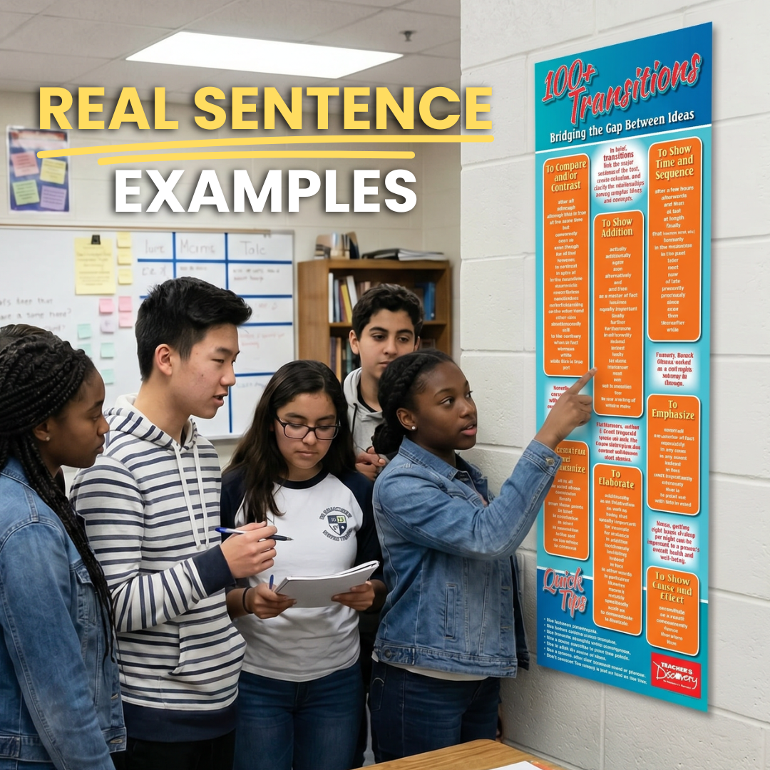 100+ Transitions Skinny Poster for the English Classroom