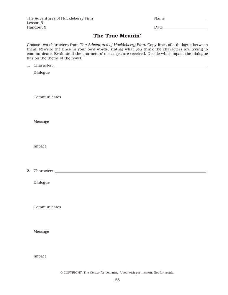 The Adventures of Huckleberry Finn Curriculum Unit