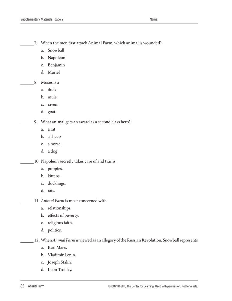 Animal Farm Curriculum Unit