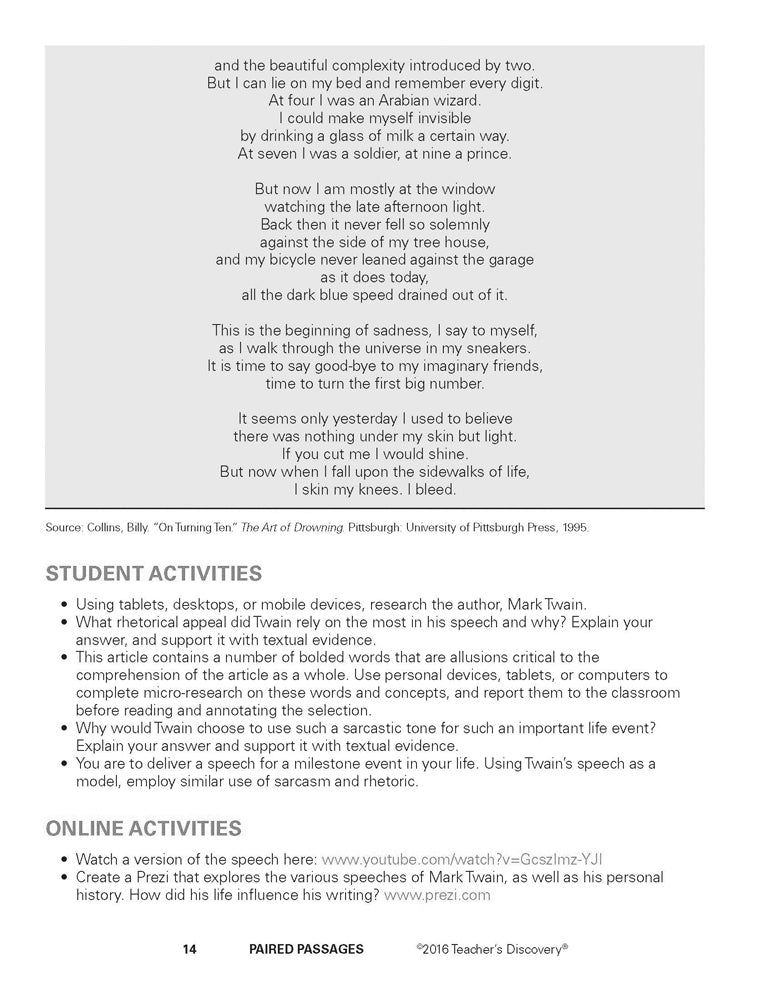 Paired Passages: Nonfiction and Literature Pairings with Activities for Secondary ELA Book