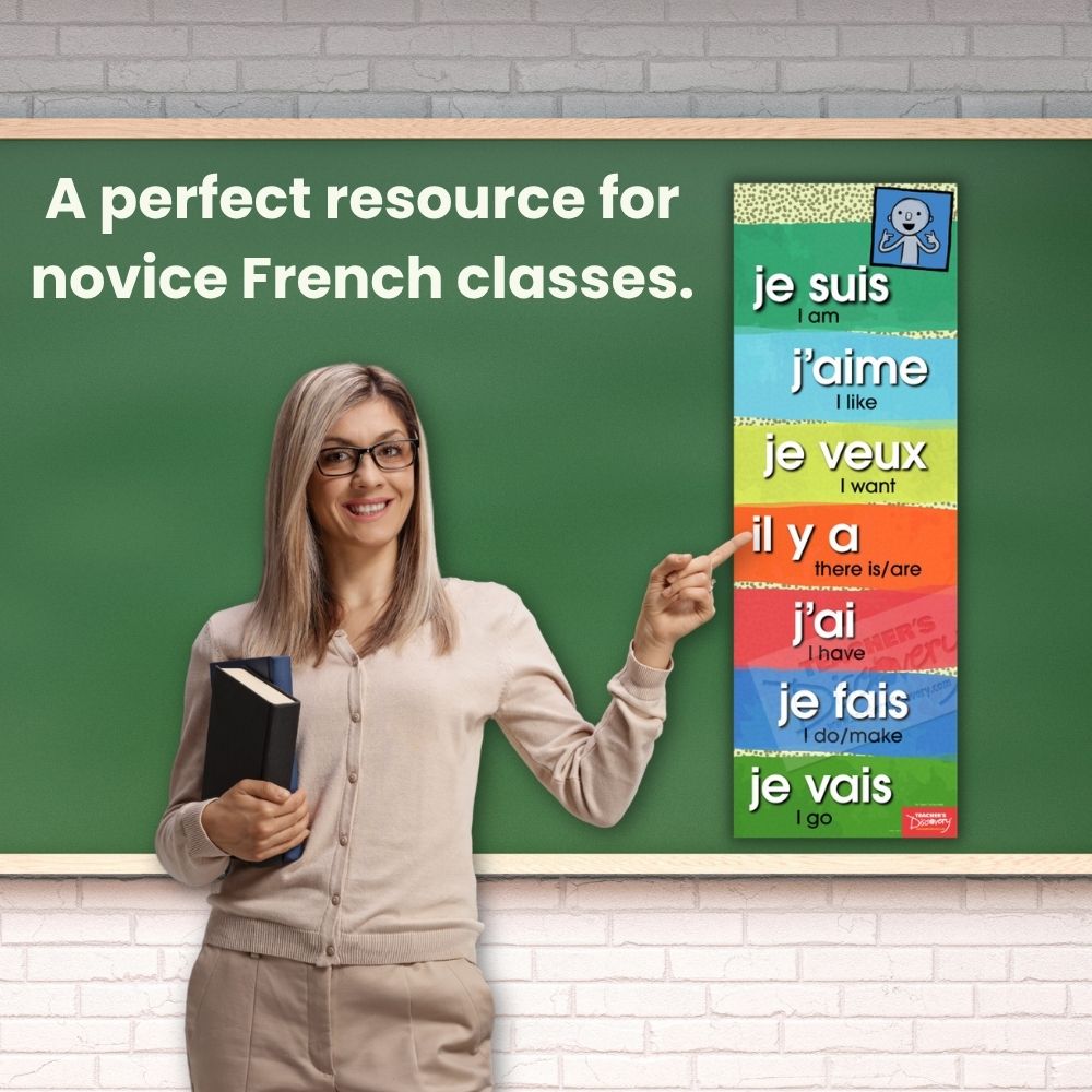 Teacher’s Discovery French Super 7 Present Tense Skinny Poster for French Classrooms