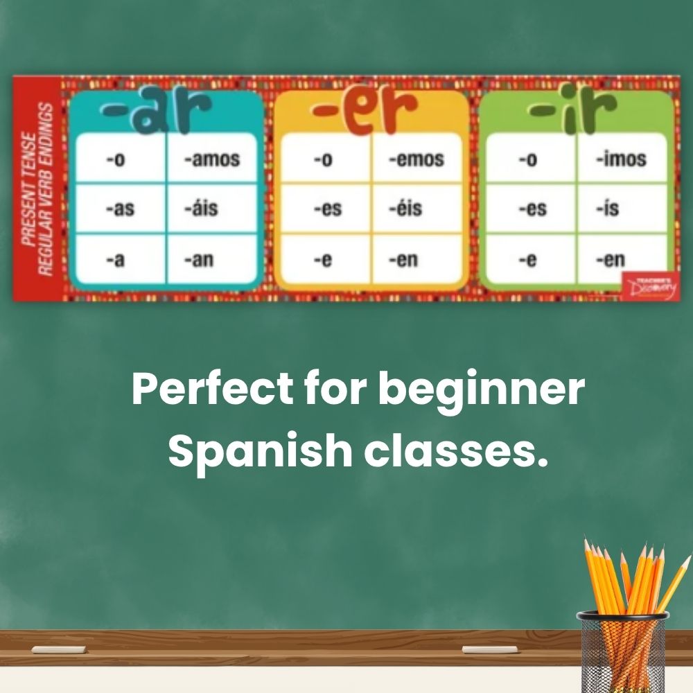Regular Spanish Verb Endings Poster for Spanish Classrooms