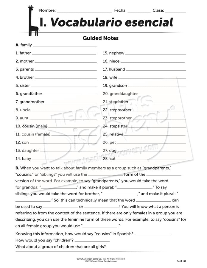 Super Value Family Lesson Spanish Download