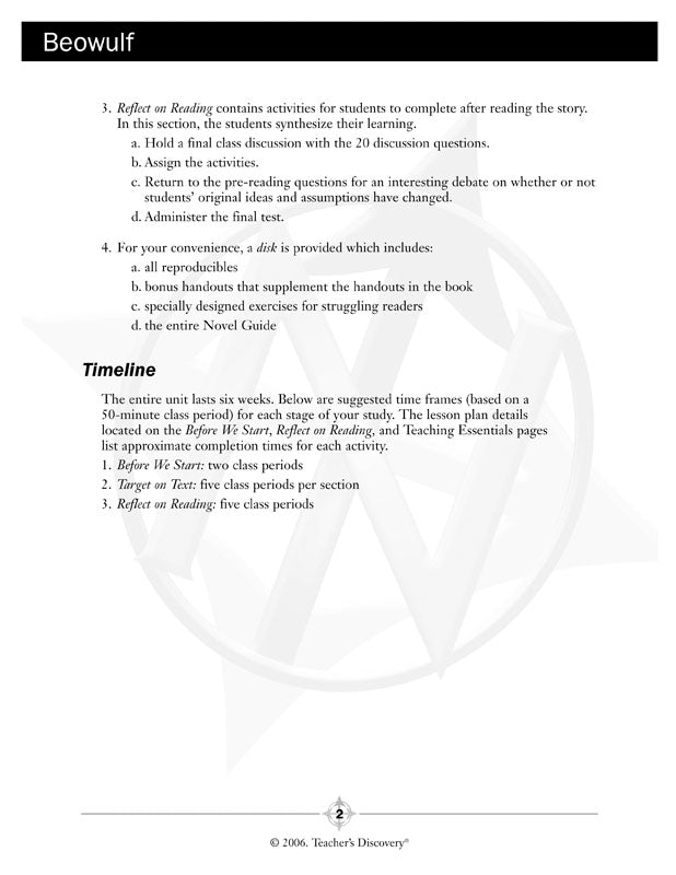 Beowulf Novel Guide Book