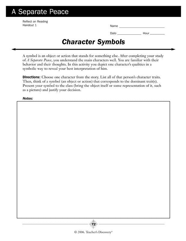 A Separate Peace Novel Guide Book