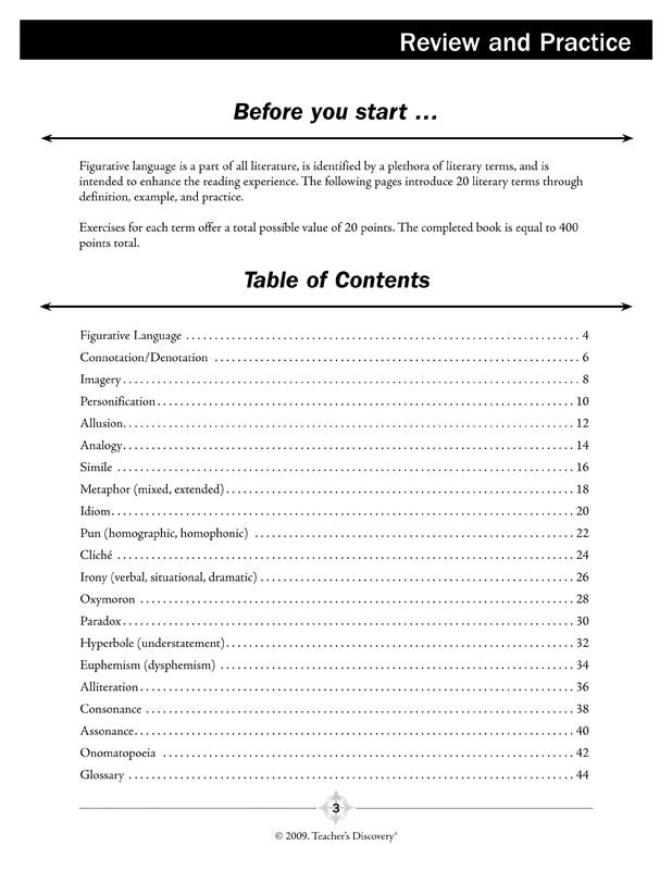 Figurative Language Terms Review and Practice Teacher's Edition Download