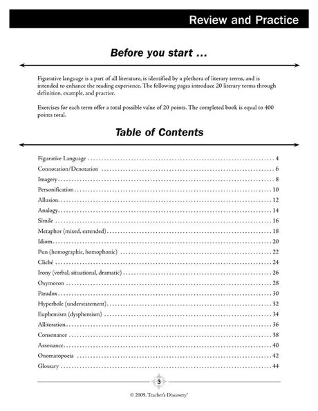 Figurative Language Terms Review and Practice Teacher's Edition Download
