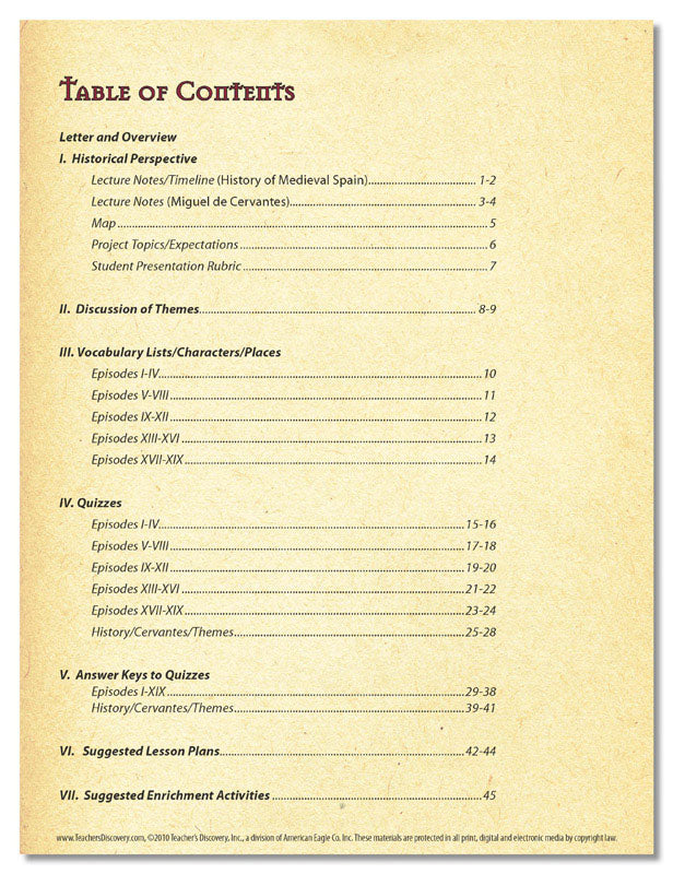 Don Quijote de la Mancha - Level 1 - Spanish Graphic Reader Teacher's Guide