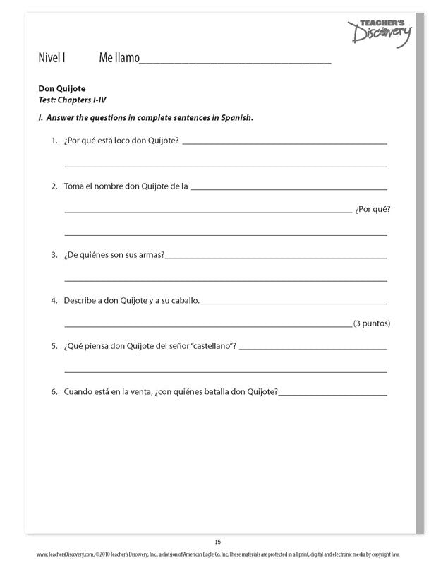 Don Quijote de la Mancha - Level 1 - Spanish Graphic Reader Teacher's Guide