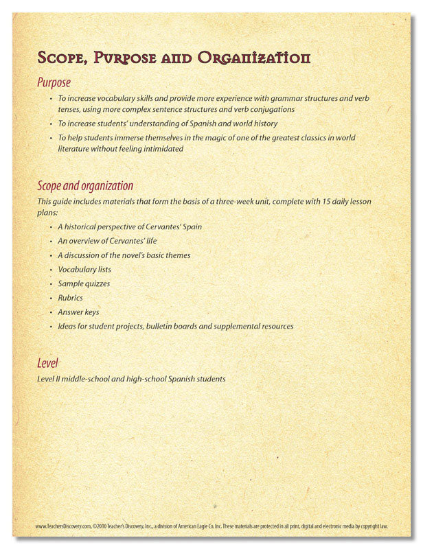 Don Quijote de la Mancha - Level 2 - Spanish Graphic Reader Teacher's Guide