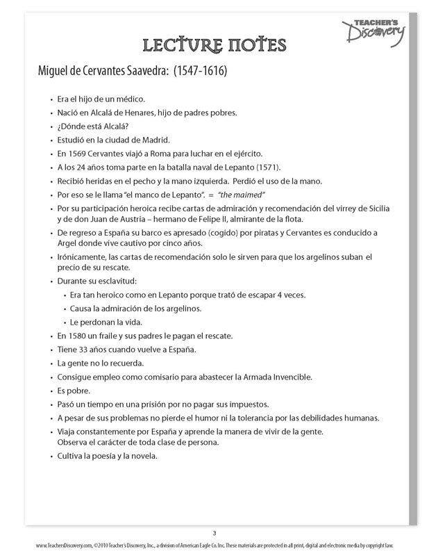 Don Quijote de la Mancha - Level 2 - Spanish Graphic Reader Teacher's Guide
