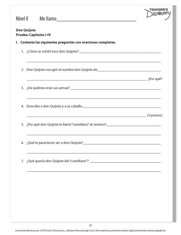 Don Quijote de la Mancha - Level 2 - Spanish Graphic Reader Teacher's Guide
