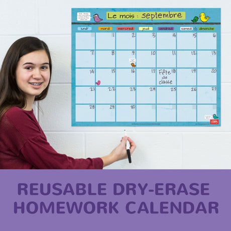 Monthly Homework Chart - French - Dry-Erase Poster