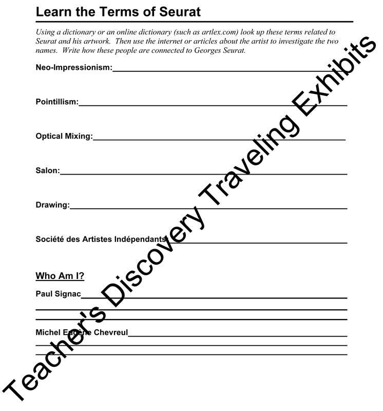 Georges Seurat Activity Packet Download