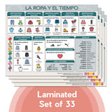 Dynamic Language Chat Mat Clothes & Weather Laminated Set of 33