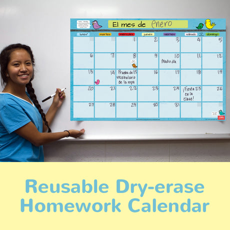 Month Homework Chart - Spanish - Dry-Erase Poster