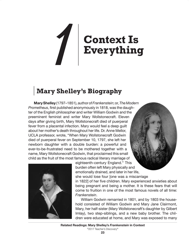 Related Readings: Mary Shelley's Frankenstein in Context Book