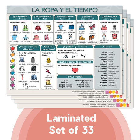 Dynamic Language Chat Mats Set of All 6 Laminated Sets of 33