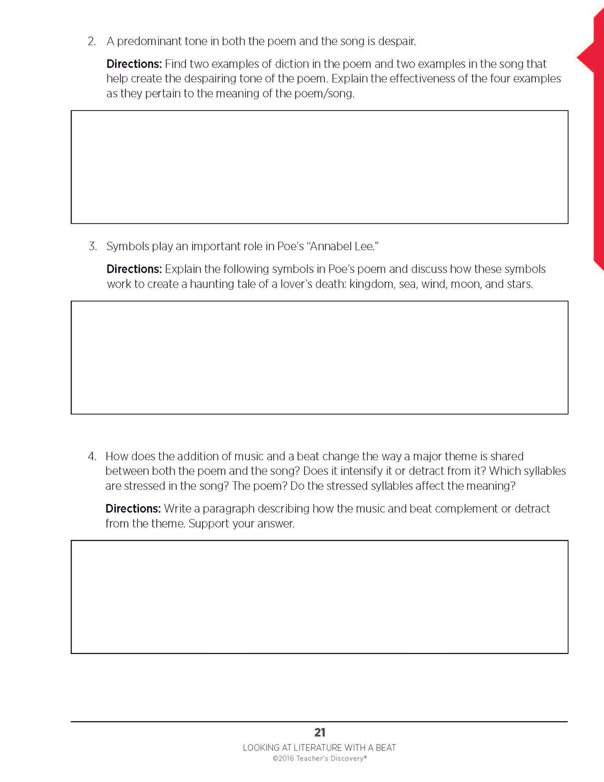 Looking at Literature with a Beat: Poem and Song Pairings Analysis and Activities Book