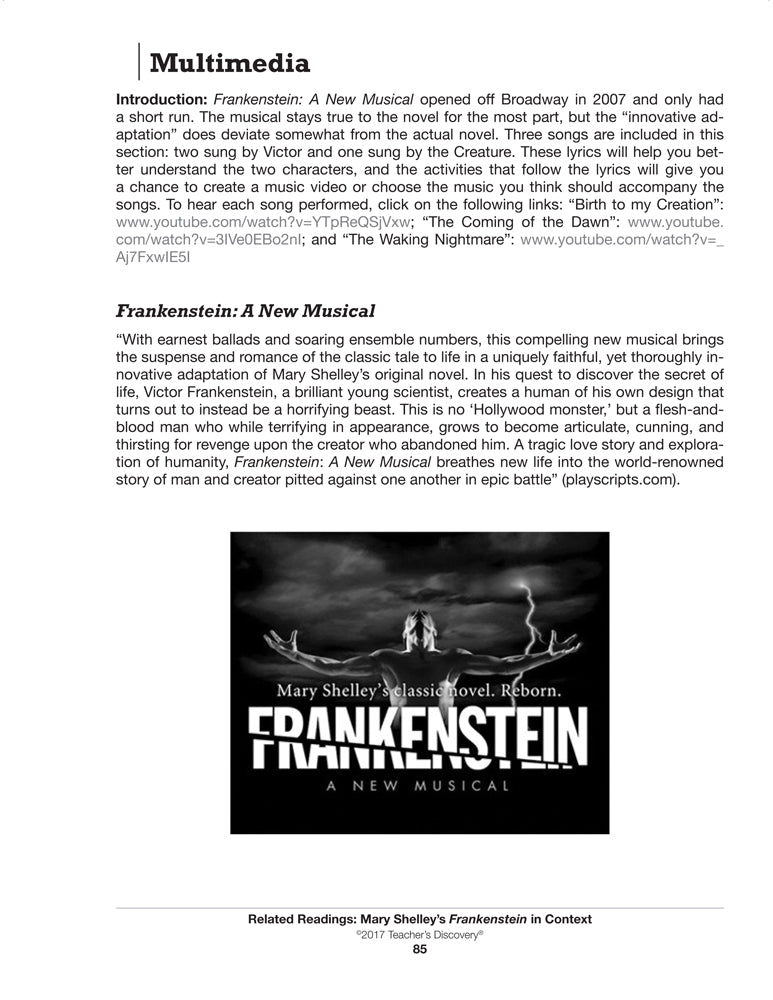 Related Readings: Mary Shelley's Frankenstein in Context Book