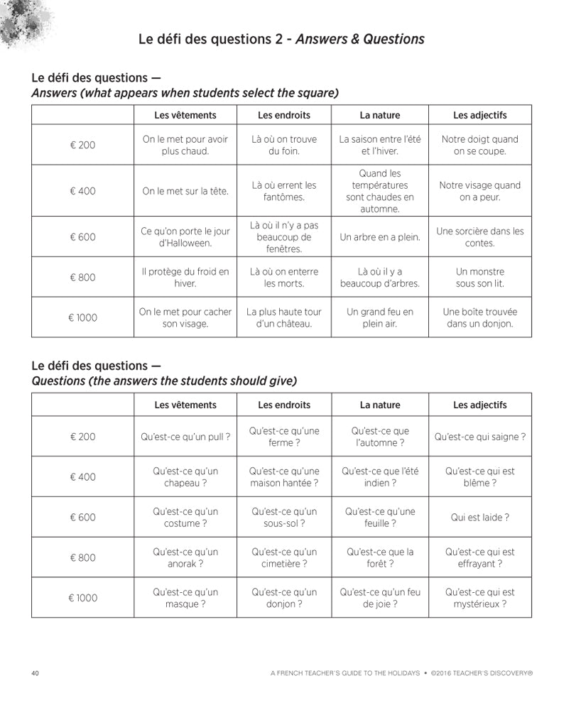 Giant Book of Holiday Games, Prompts, and Warm-Ups for French Class Book