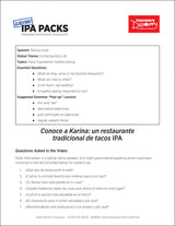 Karina Restaurant Novice-Mid Spanish IPA Pack - DIGITAL RESOURCE DOWNLOAD