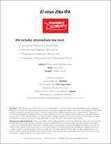 Zika Virus Intermediate-Low Spanish IPA Pack - DIGITAL RESOURCE DOWNLOAD