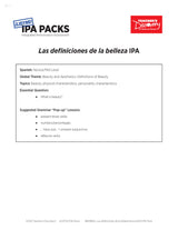 Las definiciones de la belleza Novice-Mid Spanish IPA Pack - DIGITAL RESOURCE DOWNLOAD