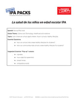 La salud de los niños en edad escolar Novice-Mid Spanish IPA Pack - DIGITAL RESOURCE DOWNLOAD