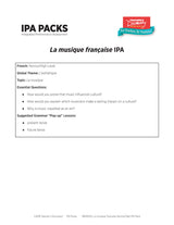 La musique française Novice-High French IPA Pack - DIGITAL RESOURCE DOWNLOAD