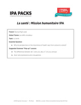 La santé : Mission humanitaire Novice-High French IPA Pack - DIGITAL RESOURCE DOWNLOAD