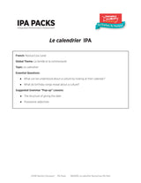 Le calendrier Novice-Low French IPA Pack - DIGITAL RESOURCE DOWNLOAD