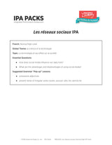 Les réseaux sociaux Novice/High French IPA Pack - DIGITAL RESOURCE DOWNLOAD