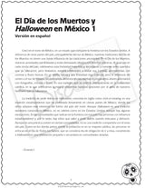 El Día de los Muertos y Halloween en México Activity Packet Download