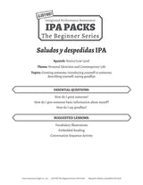 Saludos y despedidas: The Beginner Series Spanish IPA Pack - DIGITAL RESOURCE DOWNLOAD