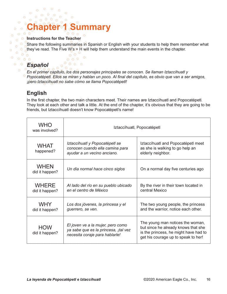 La leyenda de Popocatépetl e Iztaccíhuatl Spanish Level 1 Acquisition™ Reader