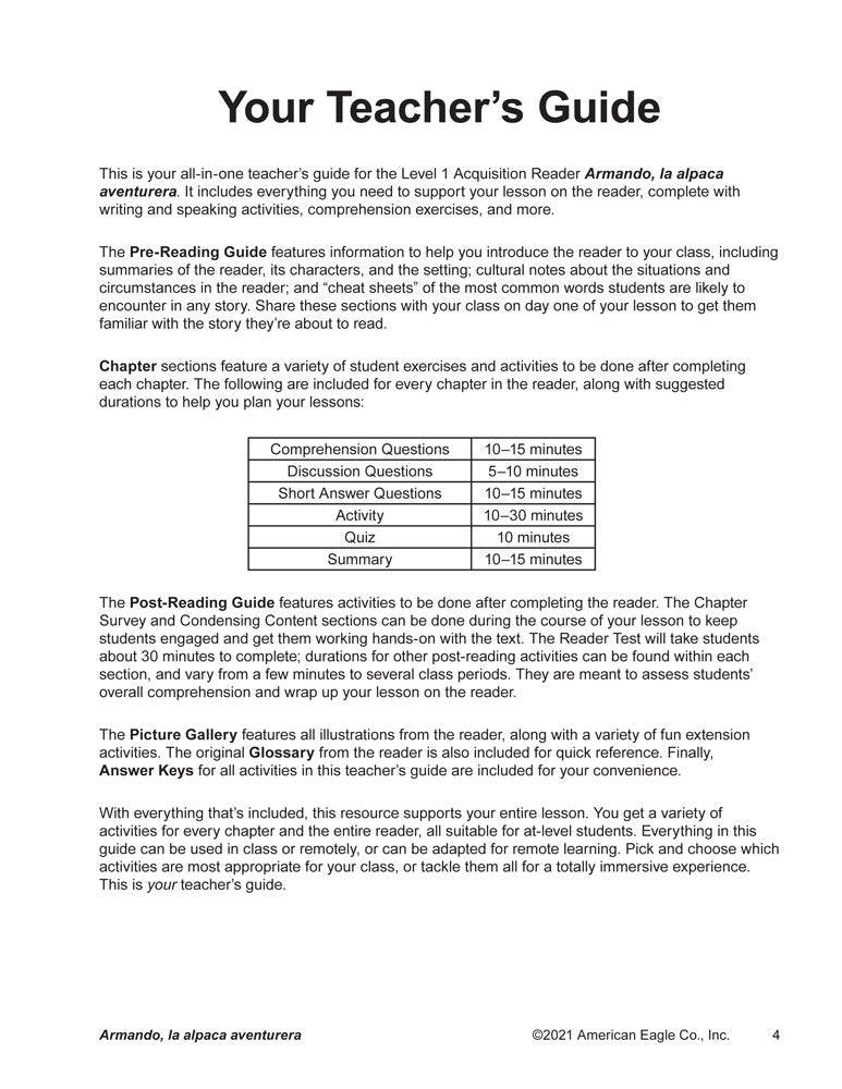 Armando, la alpaca aventurera Spanish Level 1 Acquisition™ Reader