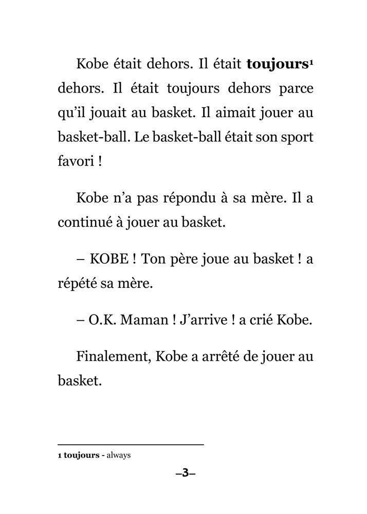 Kobe : Naissance d'une légende (une histoire au passé) French Level 2–3 Reader