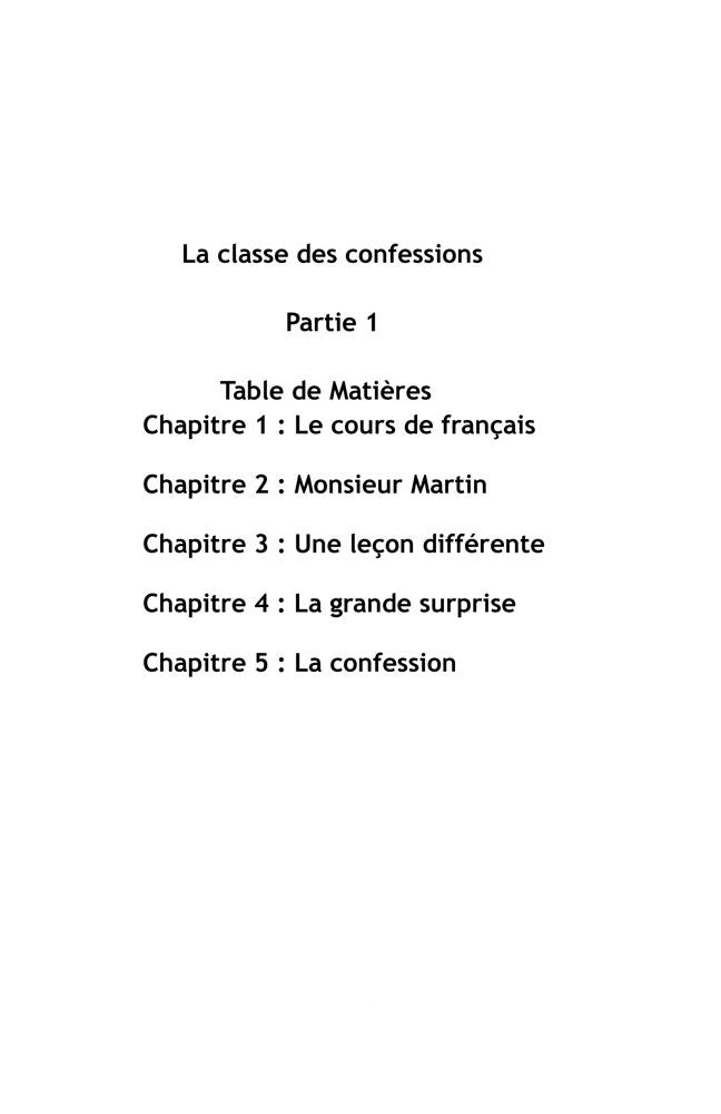 La classe des confessions (Part 1) French Level 1 Reader