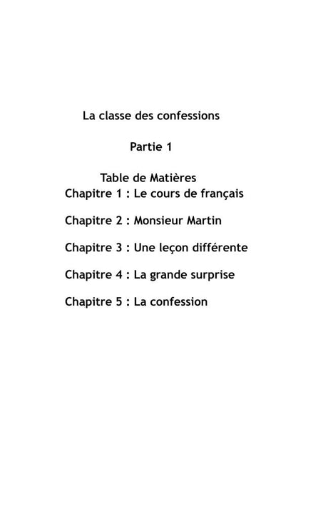 La classe des confessions (Part 1) French Level 1 Reader