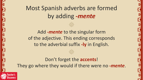 Quick Spanish Grammar Presentation – Formation of Adverbs