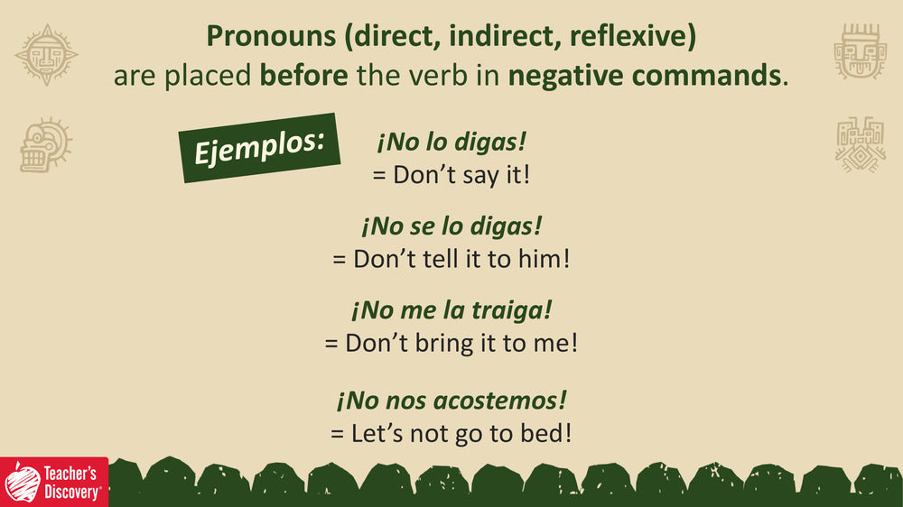 Quick Spanish Grammar Presentation – Commands and Pronoun Placement