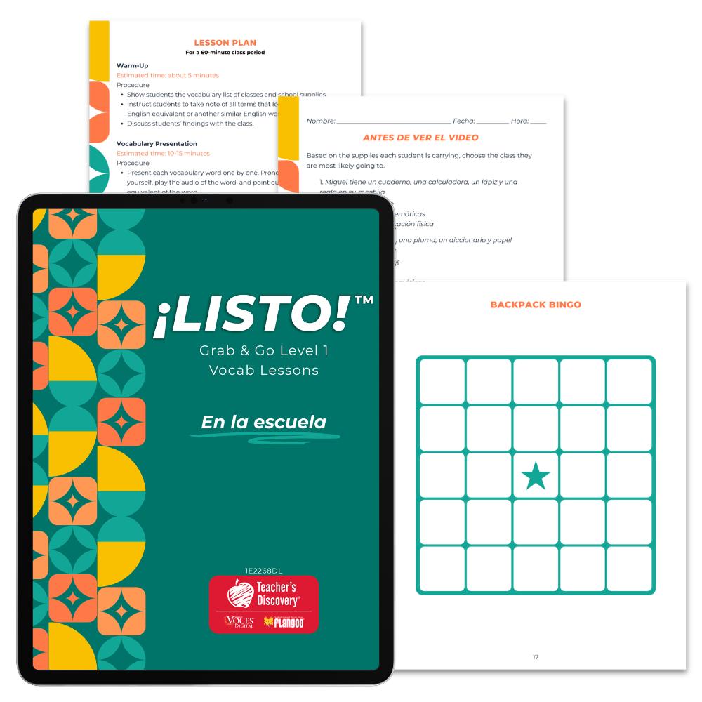 ¡Listo!™ Grab & Go Level 1 Vocab Lessons Set of 5 Downloads