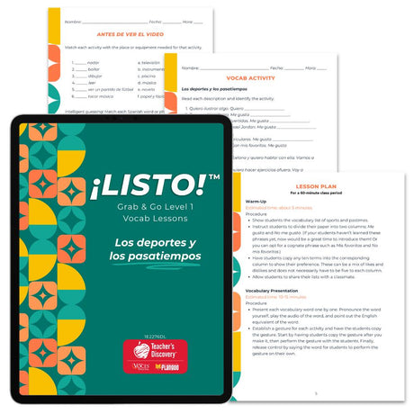 ¡Listo!™ Grab & Go Level 1 Vocab Lessons: Los deportes y los pasatiempos Download