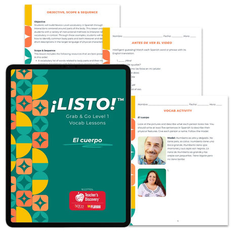 ¡Listo!™ Grab & Go Level 1 Vocab Lessons: El cuerpo Download